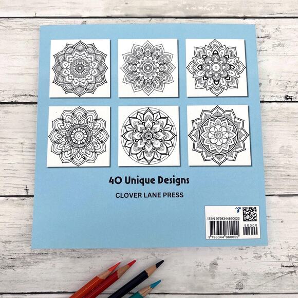 Mandala Coloring Book For Relaxation And Meditation 8.5 x 8.5  40 Unique Designs - Picture 2 of 6